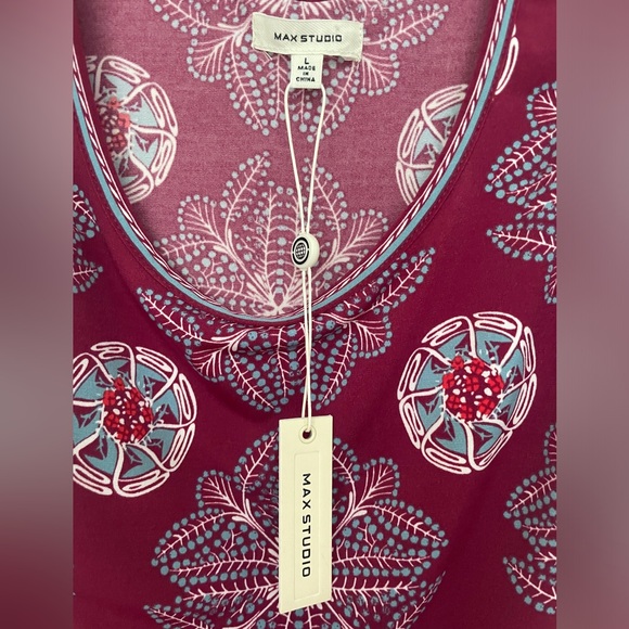 Max Studio Women’s Sundress Cutout Geometric Patterned Sleeveless Large - Picture 2 of 3